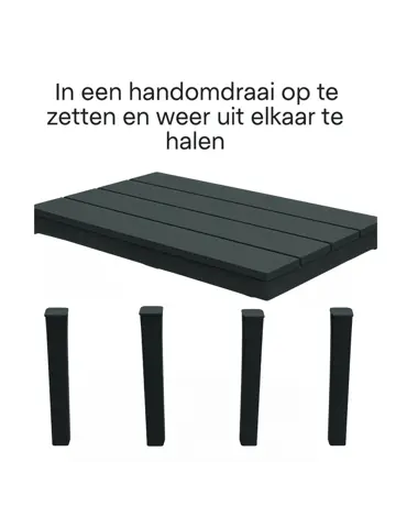 Bijzettafel Zwart - Tuintafeltje 60x39x45 cm