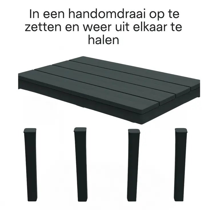 Bijzettafel Zwart - Tuintafeltje 60x39x45 cm