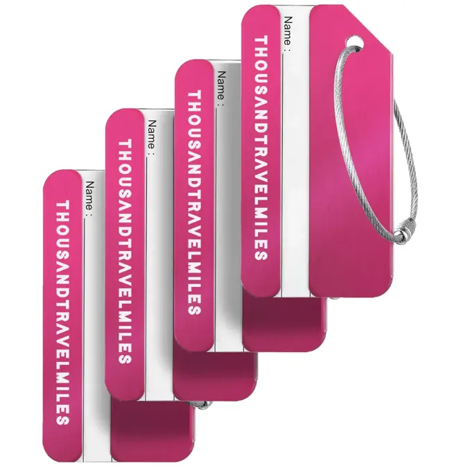 Aluminium Bagagelabel – 4 stuks – Roze
