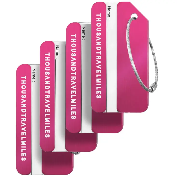 Aluminium kofferlabels – 4 stuks – Roze