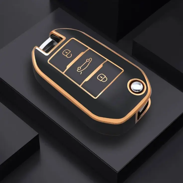TPU Sleutelhoesje voor Peugeot goud A3