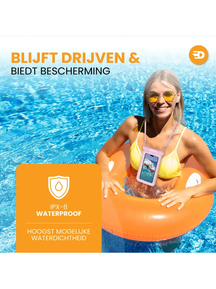 Drivv. Waterdicht Telefoonhoesje - 6.8" Roze