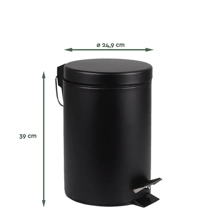 Pedaalemmer 12L – Zwart – Afvalbak