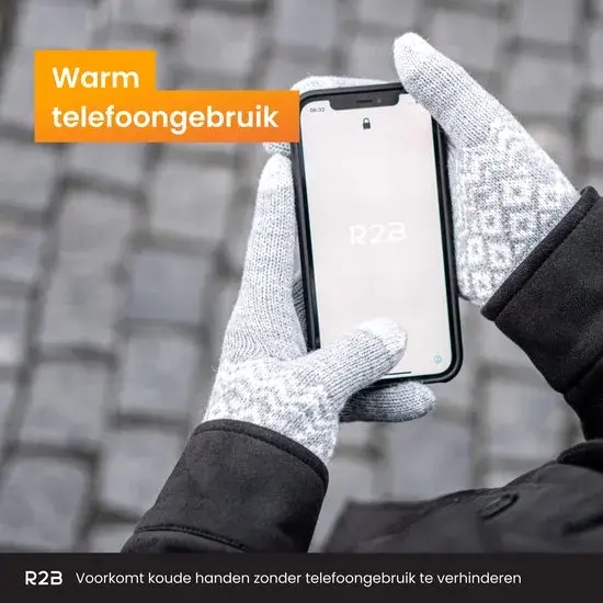 R2B Touchscreen Handschoenen Winter - Grijs