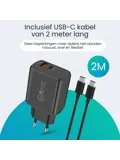 USB-C Snellader - 45W + USB-A 18W - 2m
