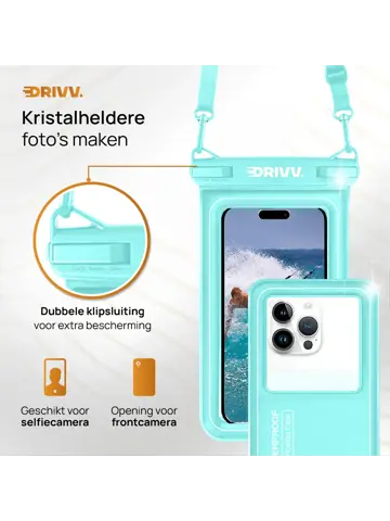 Drivv. Waterdicht Telefoonhoesje - 6.8" Blauw