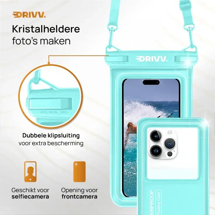 Drivv. Waterdicht Telefoonhoesje - 6.8" Blauw