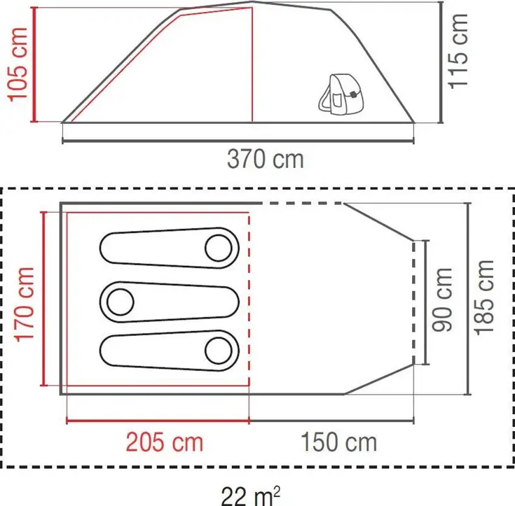 Cortes 3 Tunneltent 3-Persoons