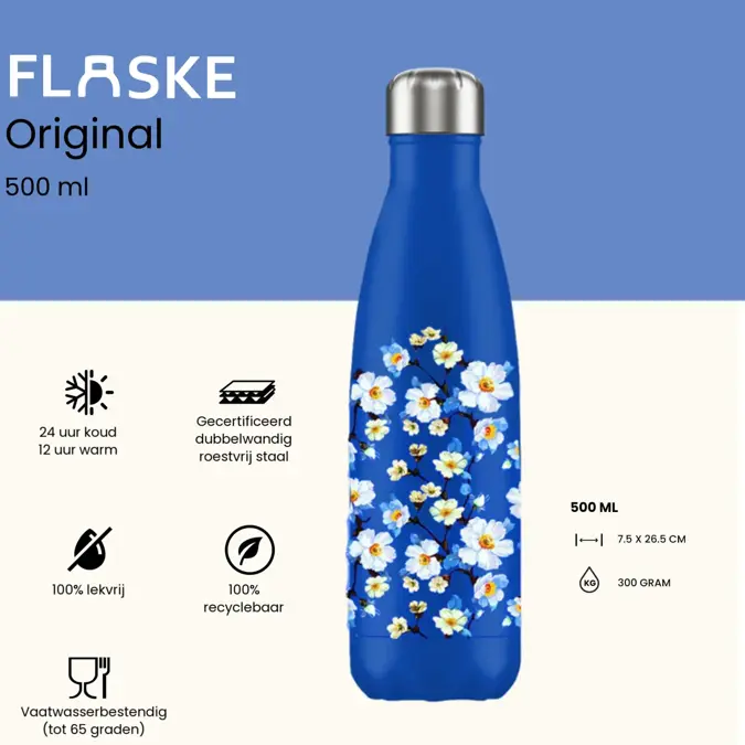 FLASKE 500 ml RVS Drinkfles