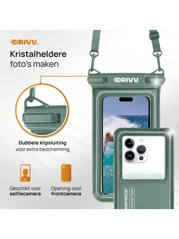 Drivv. Waterdicht Telefoonhoesje - 6.8" Groen