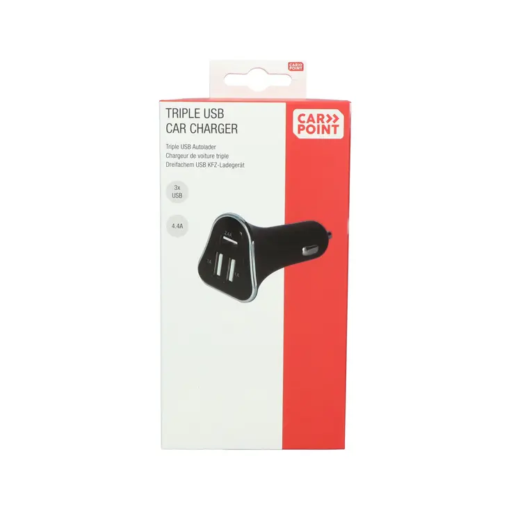 Triple USB-A Autolader 12/24V voor 3 Toestellen