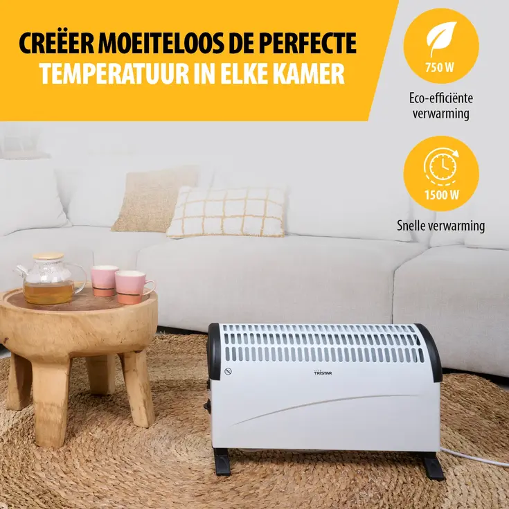 Convector Elektrische kachel - 2 Standen - 1500W
