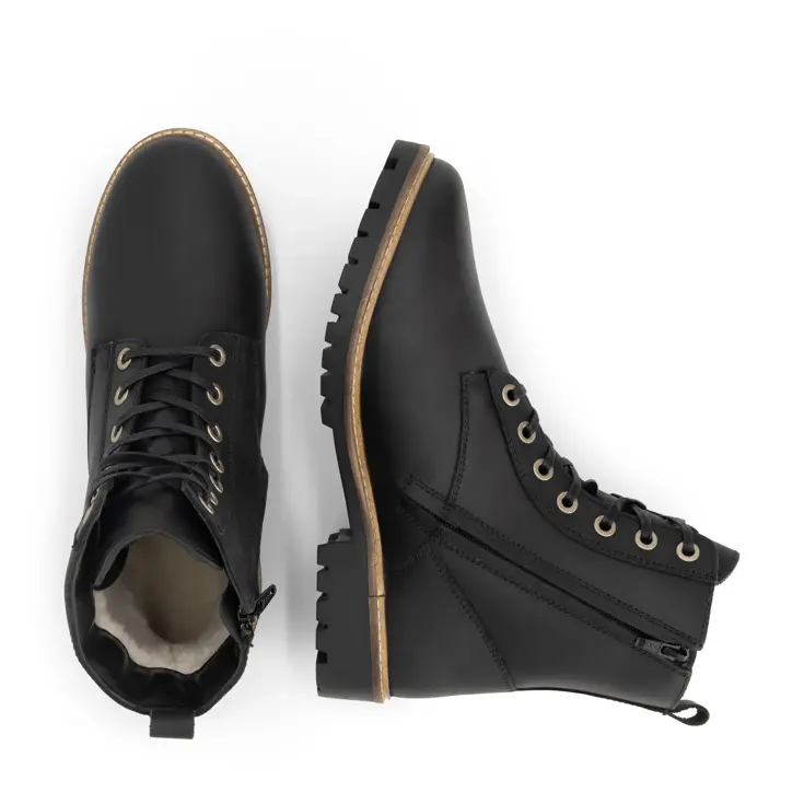 Rykken Heren - Veterboots met rits - Wol gevoerd