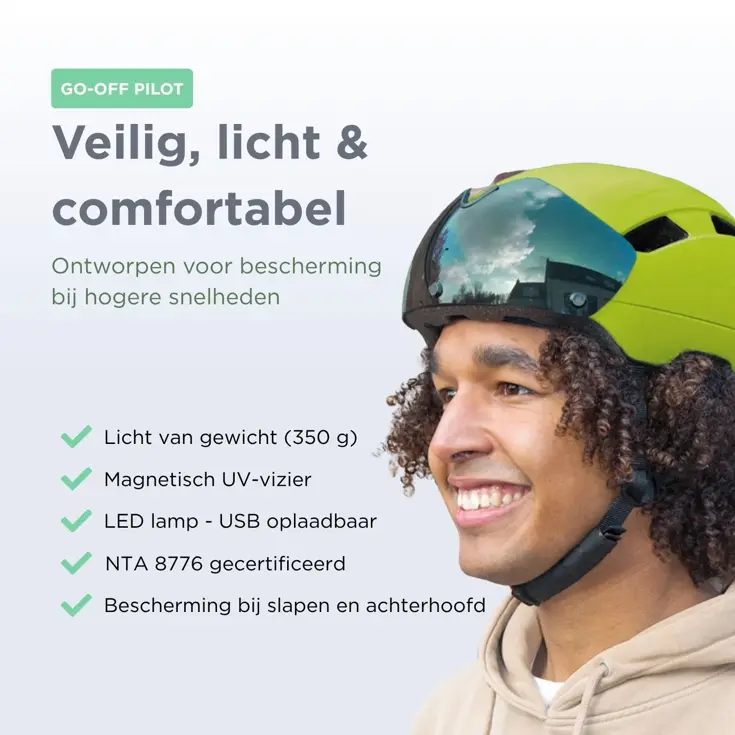 GO-OFF PILOT fietshelm met vizier NTA certif.