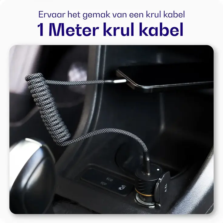 Flex USB-A naar USB-C Krulsnoer 1M Zwart