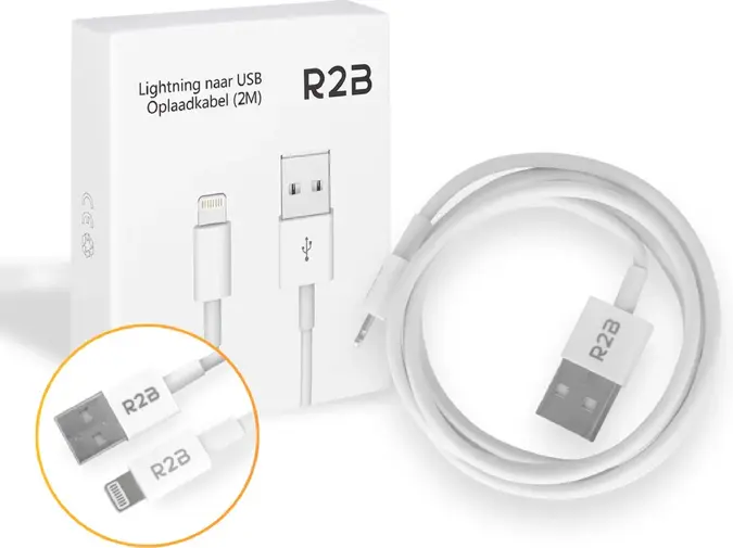 R2B USB-A naar Lightning Kabel - 2 Meter