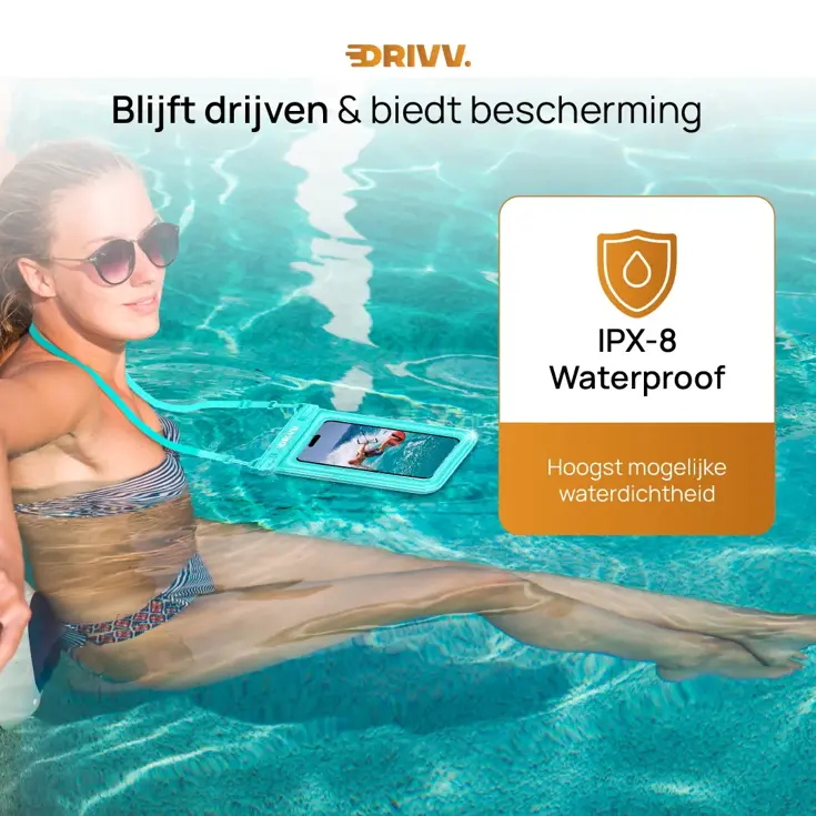 Drivv. Waterdicht Telefoonhoesje - 6.8" Blauw