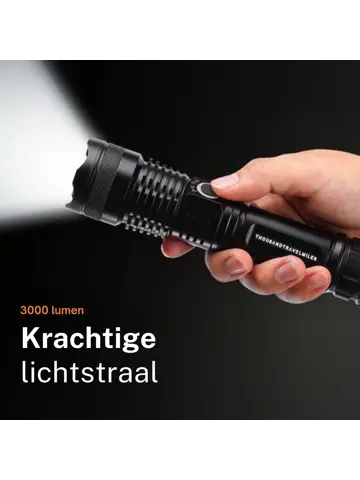 Zaklamp LED 3000 lumen oplaadbaar met USB-C