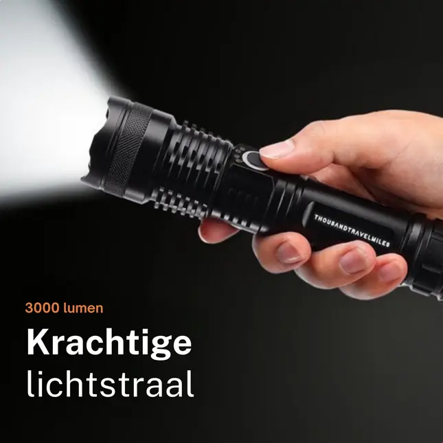 Zaklamp LED 3000 lumen oplaadbaar met USB-C