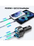 48W Autolader USB-C LED Spanningsmeter 12V