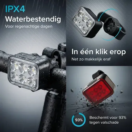 Oplaadbare Fietslamp Set Aluminium