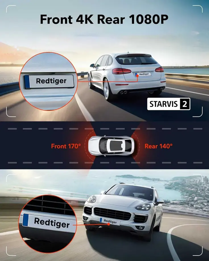 F7NT Touch 4K Touch Wifi GPS 2CH 64gb dashcam