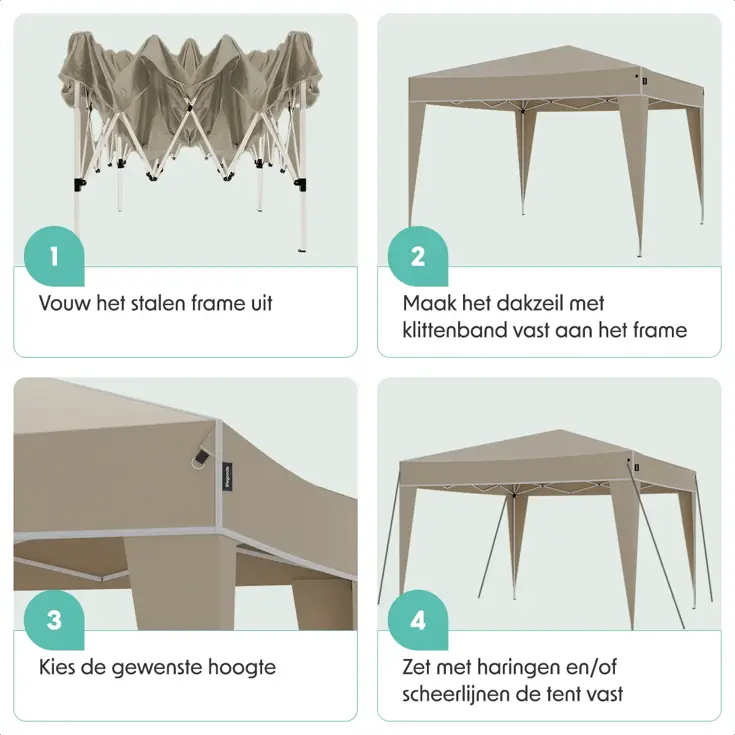 Partytent Plus – 3x3 m – Beige