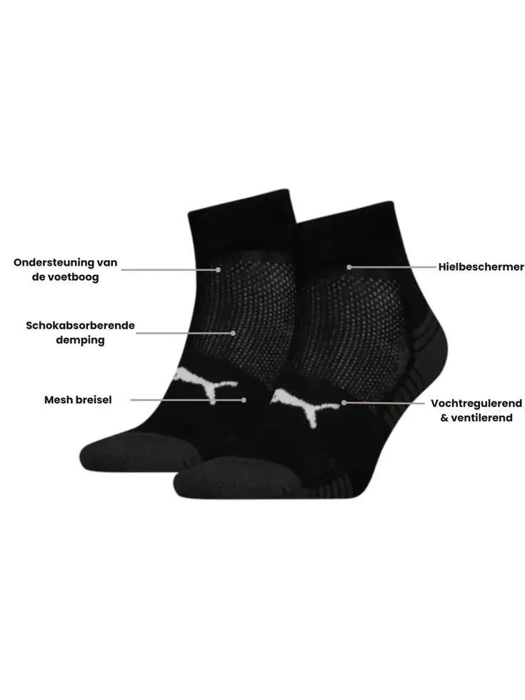 Cushioned - 2 paar - Quartersokken