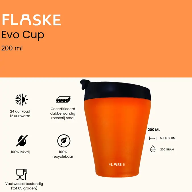 FLASKE 200ML RVS Koffiebeker to Go