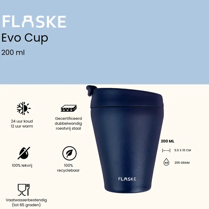 FLASKE 200ML RVS Koffiebeker to Go