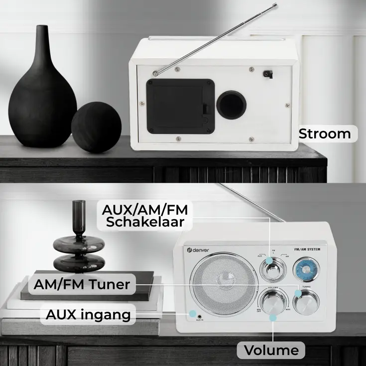 FM radio AUX input Retro design