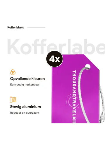 Aluminium kofferlabels – 4 stuks – Paars