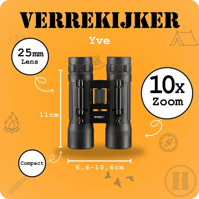 Homey’s Compact Verrekijker – Dakkant – 10x25