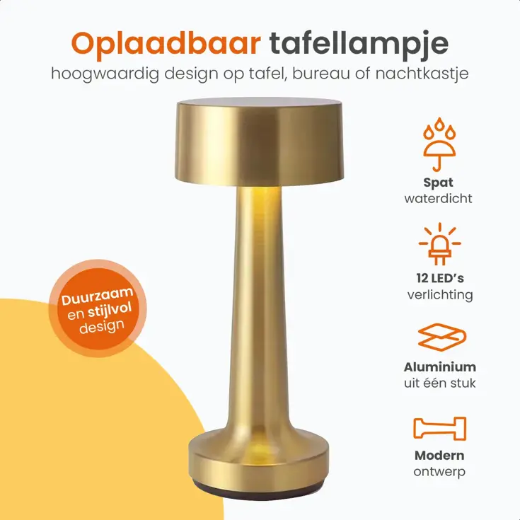 Classic Tafellamp Oplaadbaar - 21cm - LED