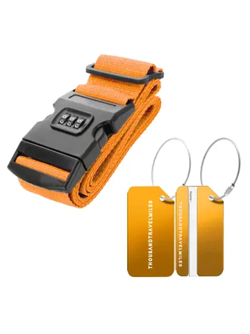 Kofferriem + 2 Bagagelabel – 3-delig – Oranje