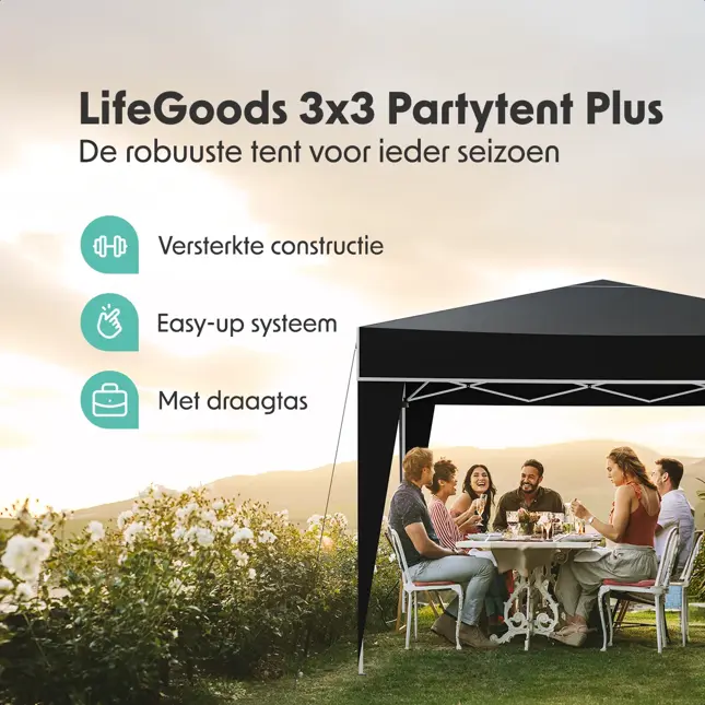 LifeGoods Partytent Plus – 3x3 m