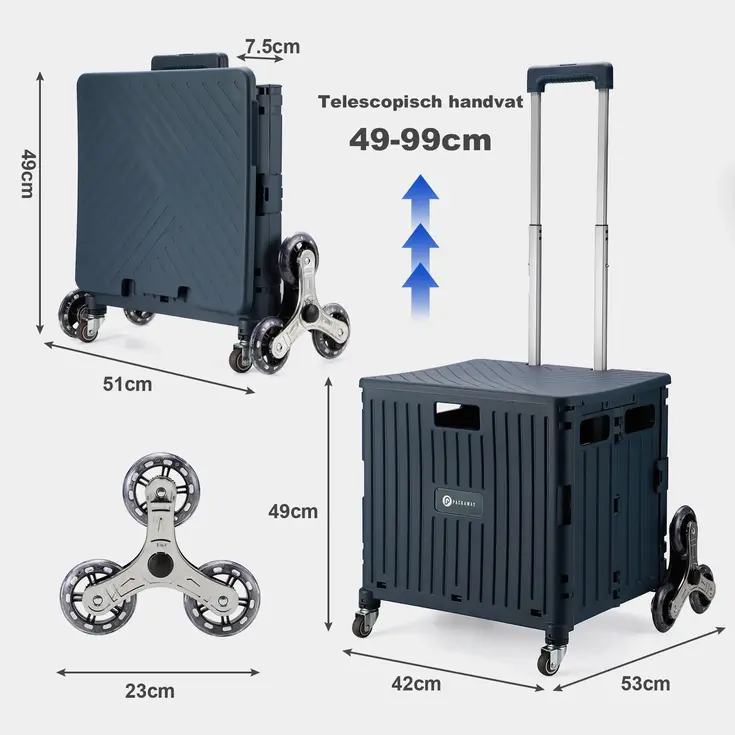 Boodschappenkrat - 50L - Trapwielen
