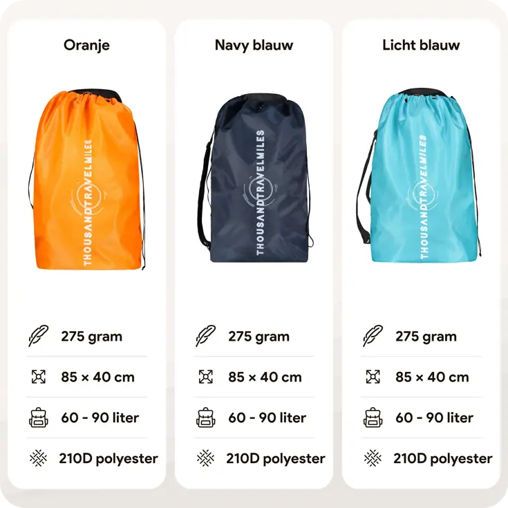 Flightbag vliegtuighoes TSA slot 60–90L – Oranje