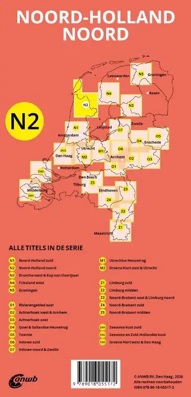 ANWB Fiets en wandelknooppuntenkaart N2 Noord-Holland noord