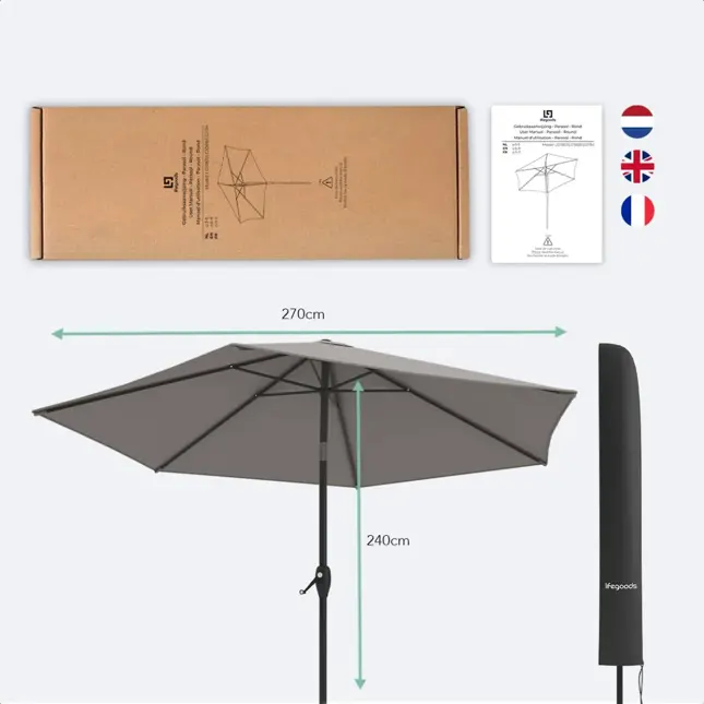 LifeGoods Parasol - 270 cm