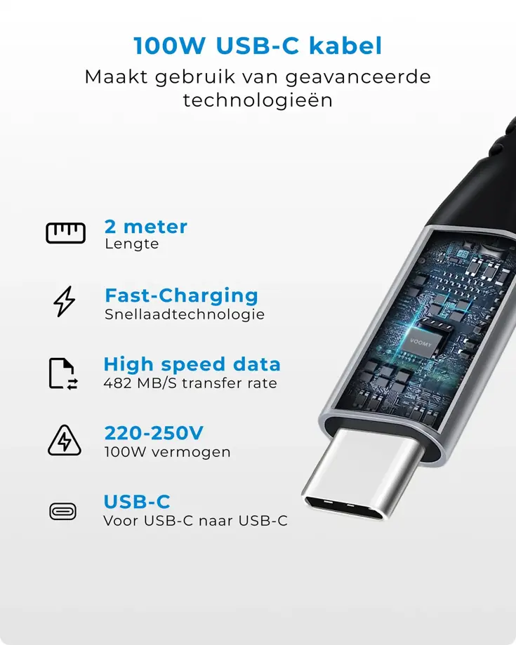Charge - USB-C Kabel - 100W snelladen