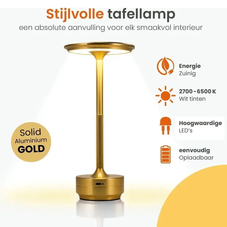 Horizon Tafellamp Oplaadbaar - 27cm - LED