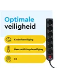 Stekkerdoos 6‑voudig met schakelaar – 1,4 m