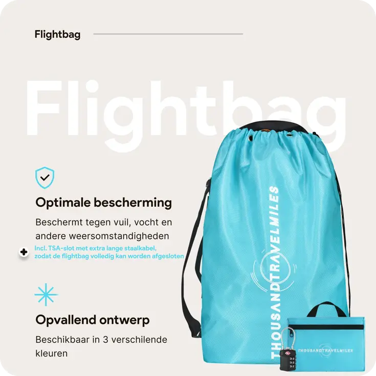 Flightbag vliegtuighoes TSA slot 60–90L – Li Blauw