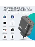 Snellader - 65W GaN - 3 Poorten