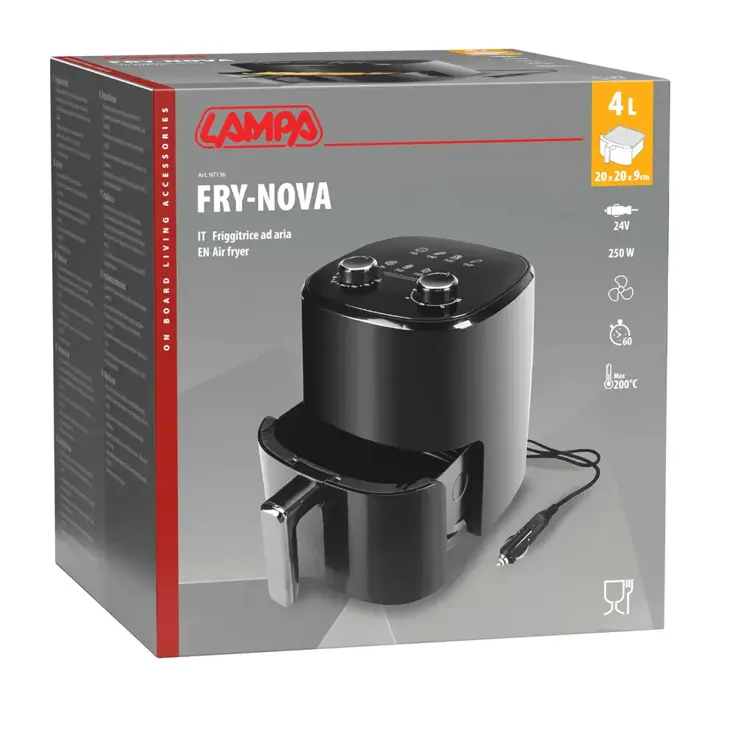 Airfryer 24V 4L 250W 10A compact & krachtig