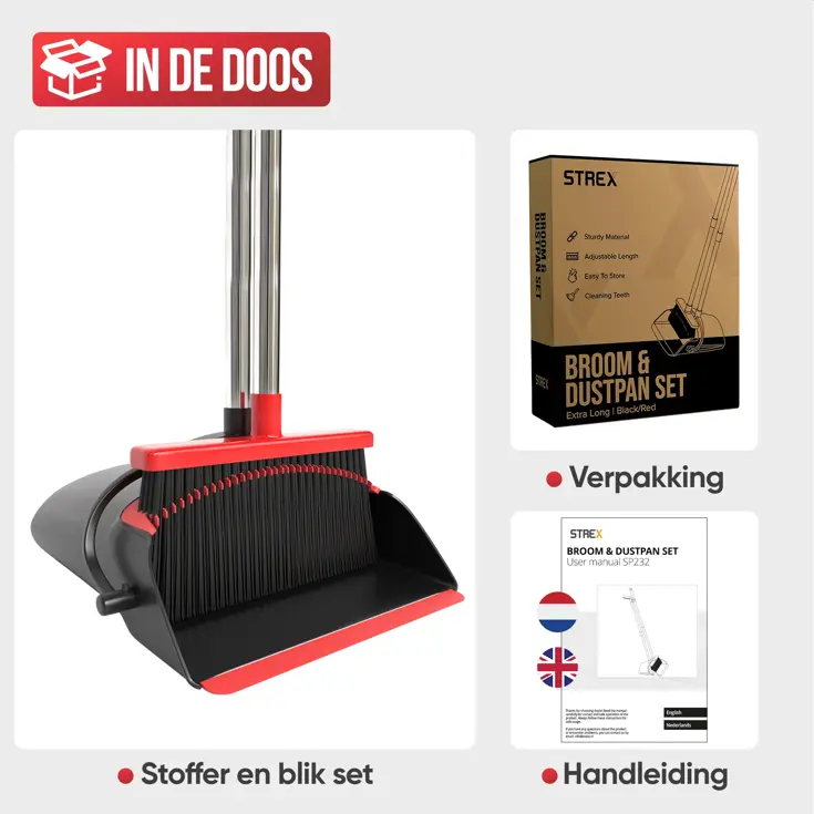 Stoffer en Blik met Lange Steel - Verstelbaar