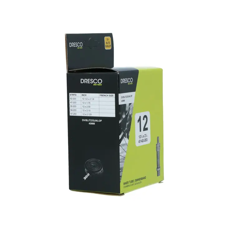 Binnenband 12 x 1 1/2 x 2 1/4 met Dunlop ventiel