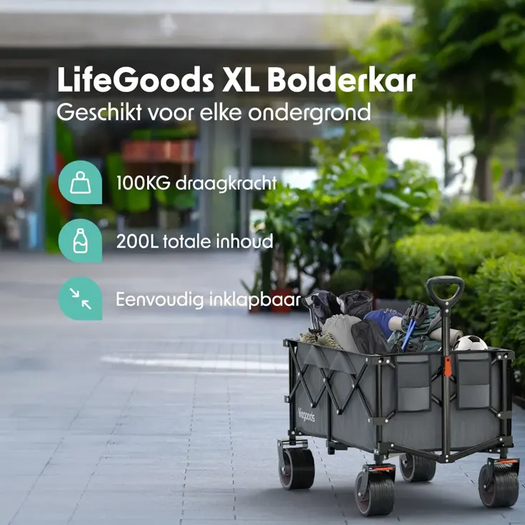 LifeGoods Bolderkar - 100KG - 200L