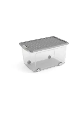 W Opbergbox L - 50L - transparant/grijs